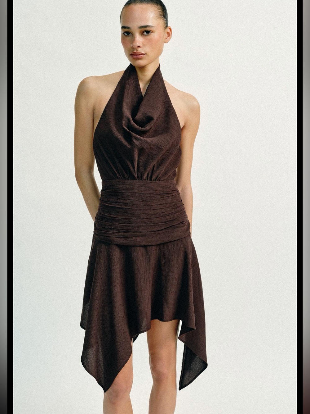 NWT Zara ASYMMETRIC HEM HALTER MINI DRESS